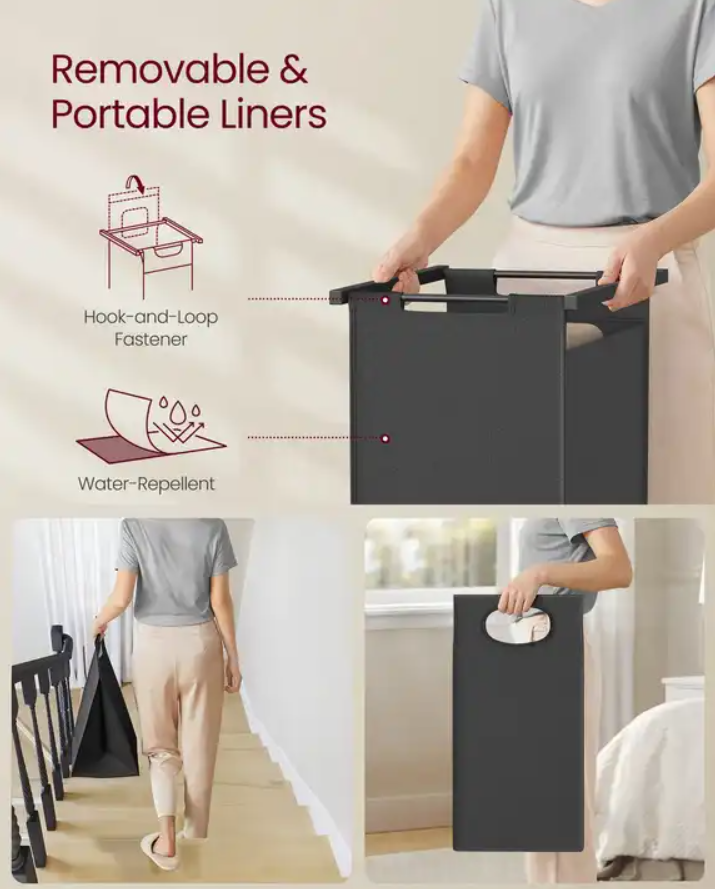 Laundry Basket Pull Out With Cloth Hanger VASAGLE Relaxio.