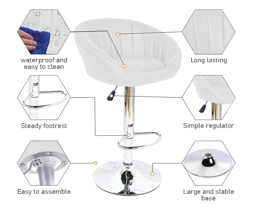 Bar Stool Chair with Back Support Set Of 4 PCs Relaxio.