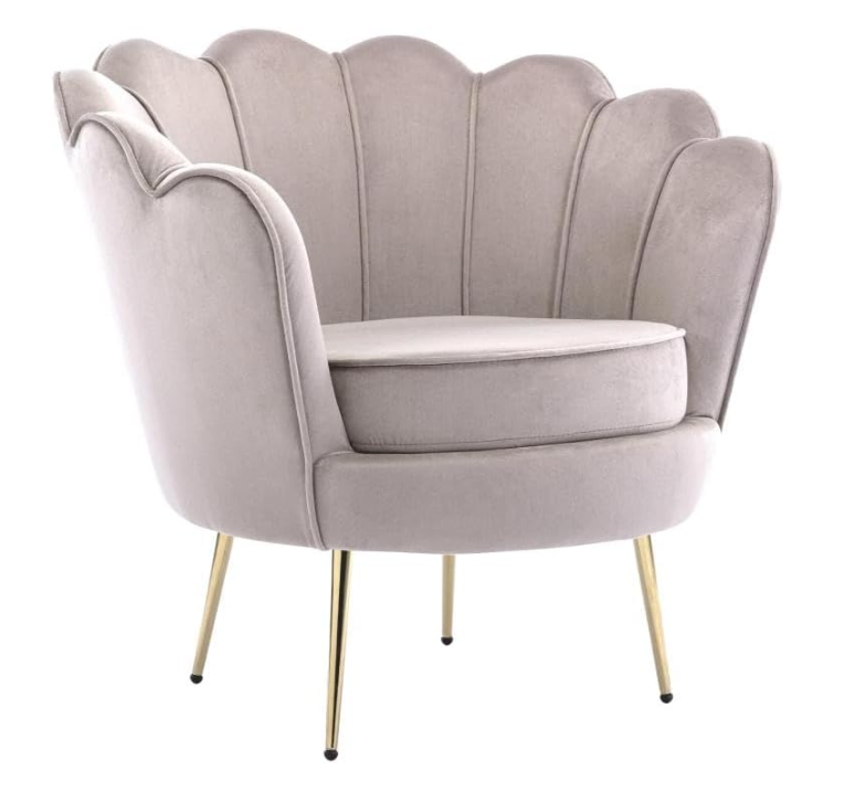 Elegant Velvet Living Room Sofa Chair – Mid-Century Modern Design Gray Sofa Chair