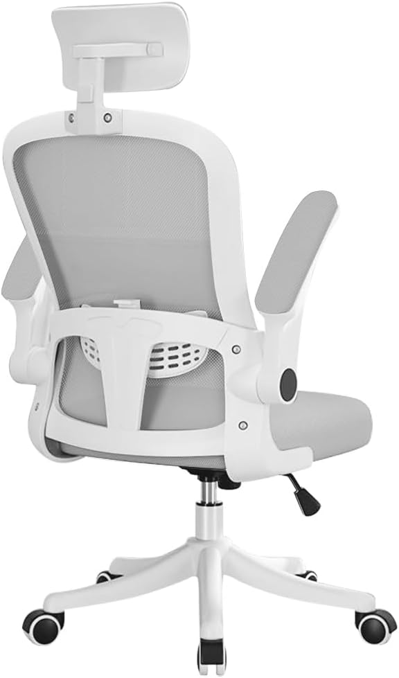 Ergonomic Mesh Office Chair with Flip-Up Arms and Lumbar Support – Swivel Chair