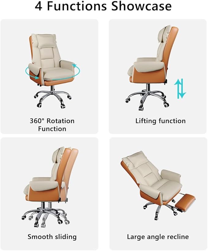 Ergonomic Executive Leather Swivel Recliner chair Padded Chair With Footrest