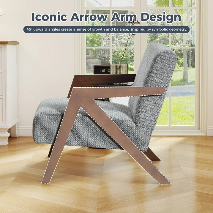 Accent Modern Fabric Lounge Chair Solid Wood Armchair