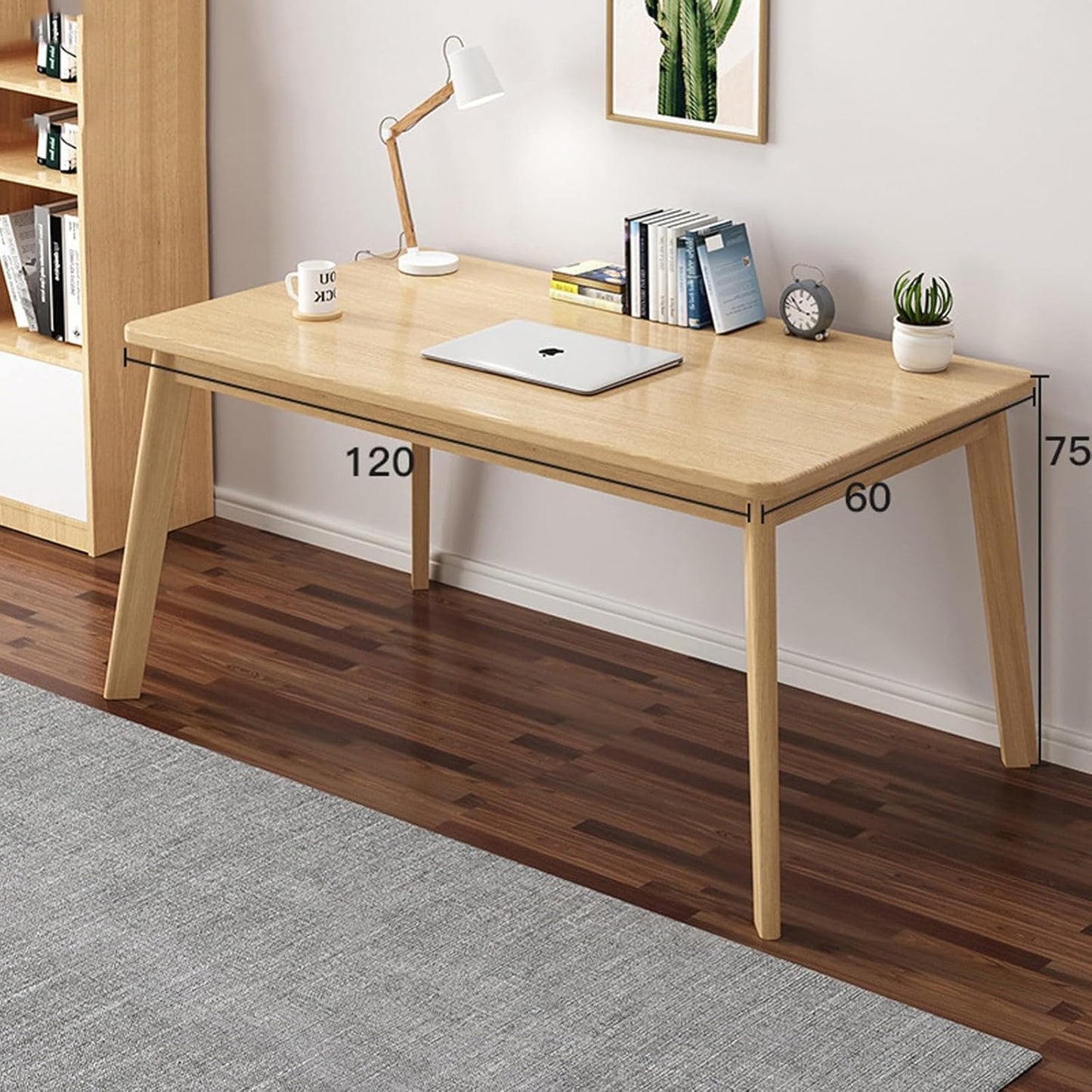 Computer Desk with Solid Wood Legs – 120cm Modern Writing Table for Home Office