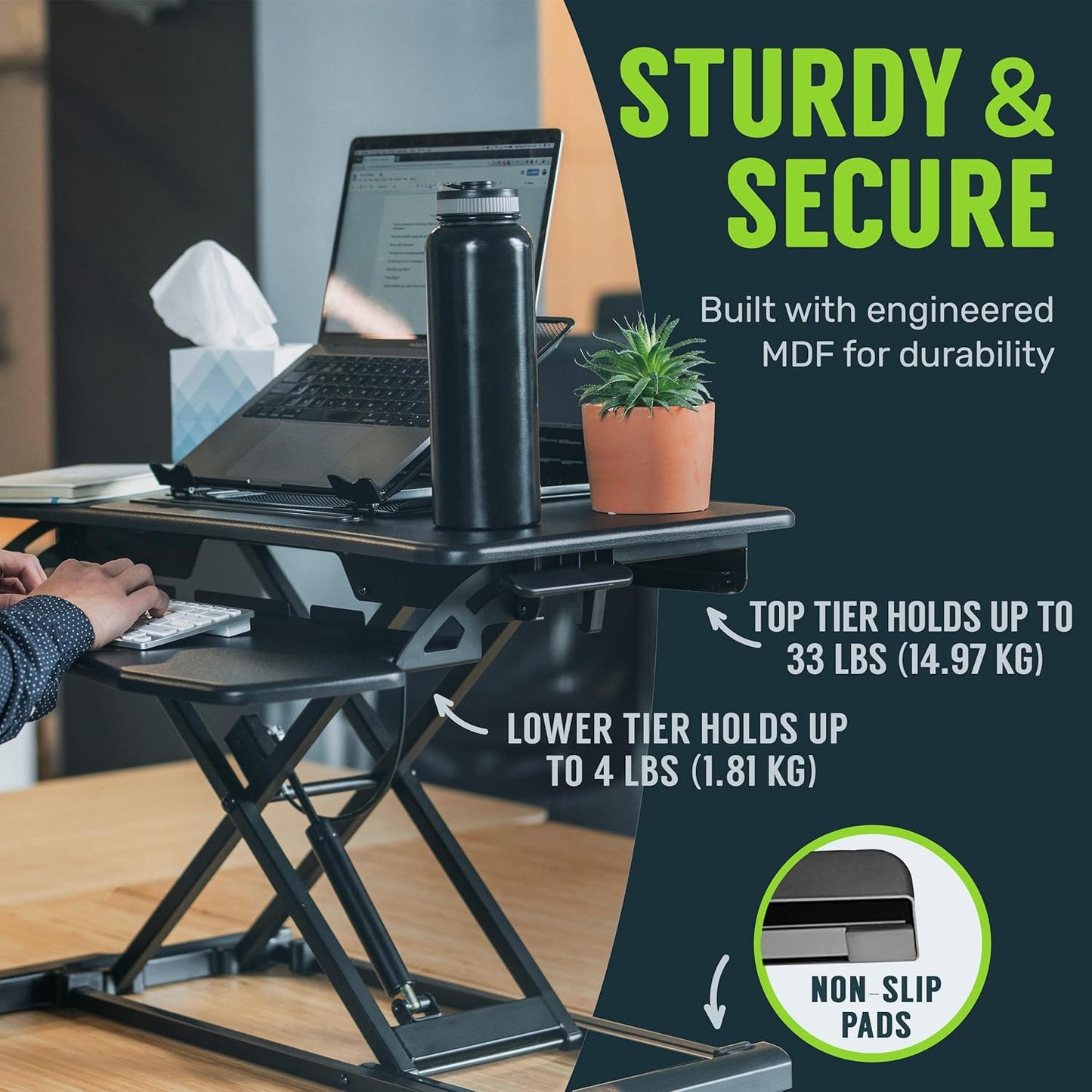 My Office Sit-Stand Desk Riser – Adjustable Height Standing Desk Converter Black Desk
