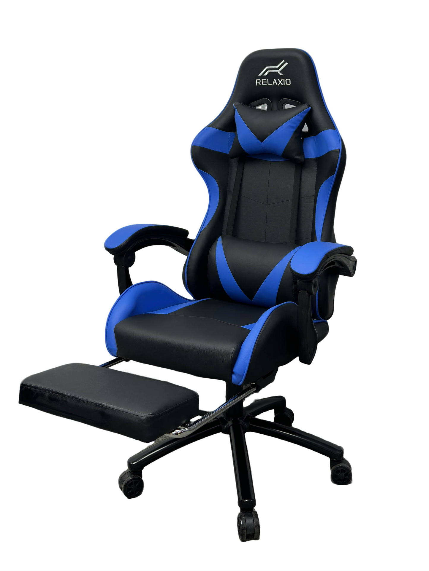 Relaxio Ergonomic Gaming Chair with Headrest & Footrest Blue Gaming Chairs