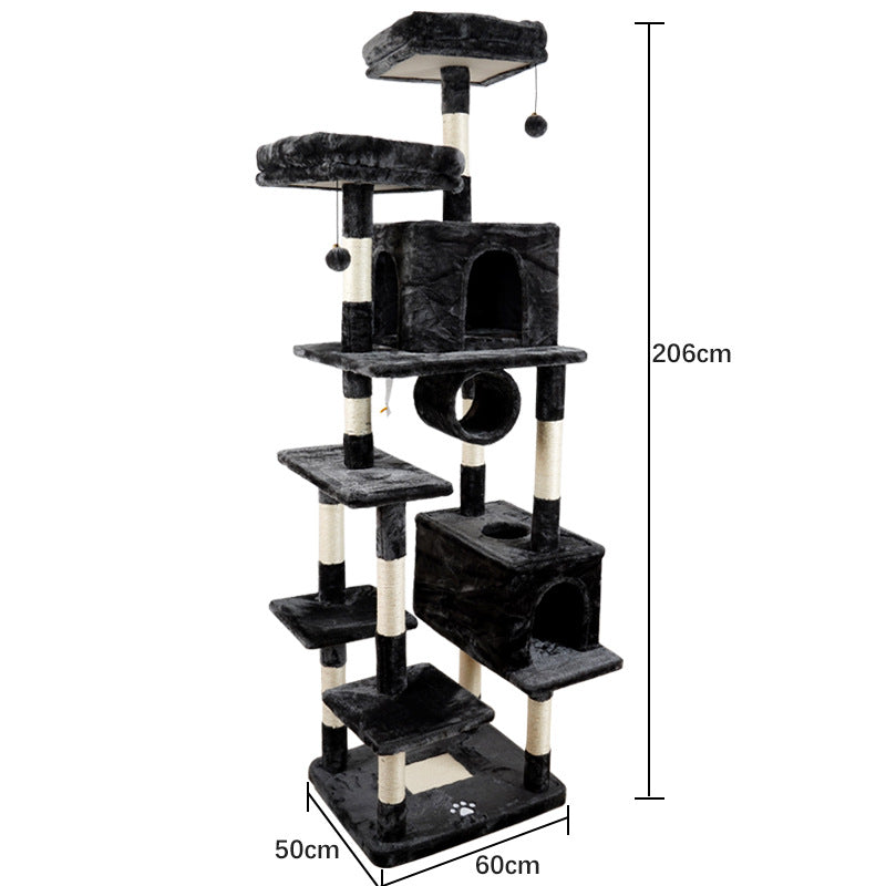 206cm Cat Tree Tower – Sturdy Pet Condo for Scratching, Climbing & Resting
