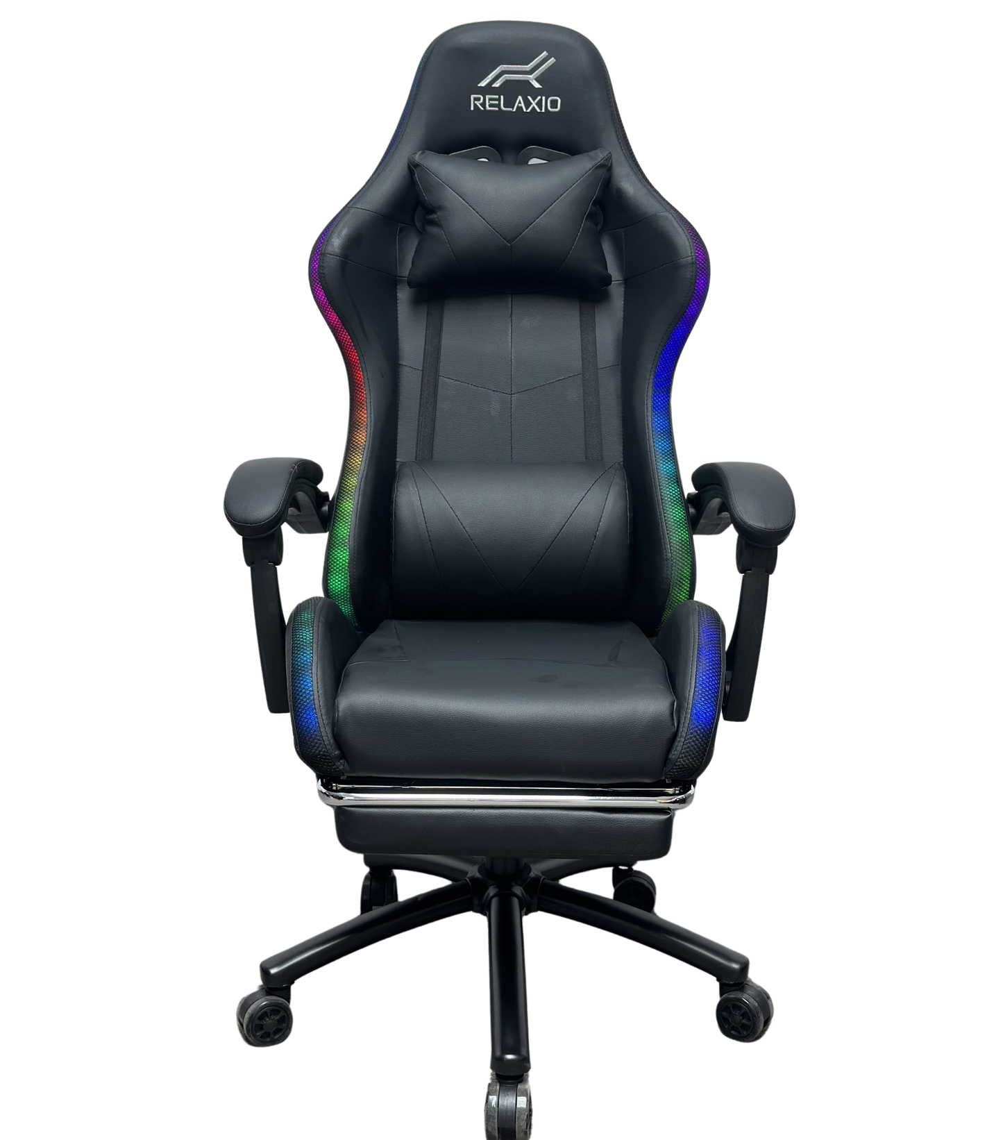 Relaxio RGB Gaming Chair with Headrest Footrest & LED Lights โ Ergonomic Recliner with Lumbar Support Gaming Chairs