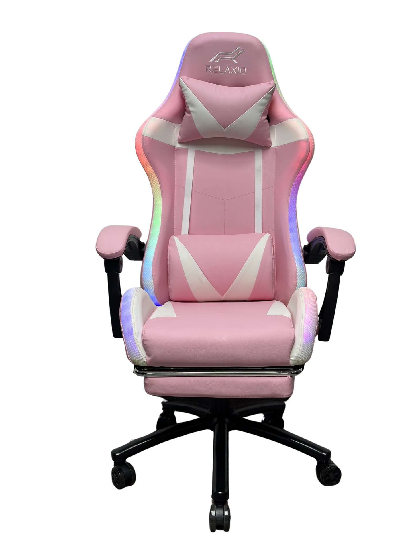 Relaxio RGB Gaming Chair with Headrest Footrest & LED Lights โ Ergonomic Recliner with Lumbar Support Gaming Chairs