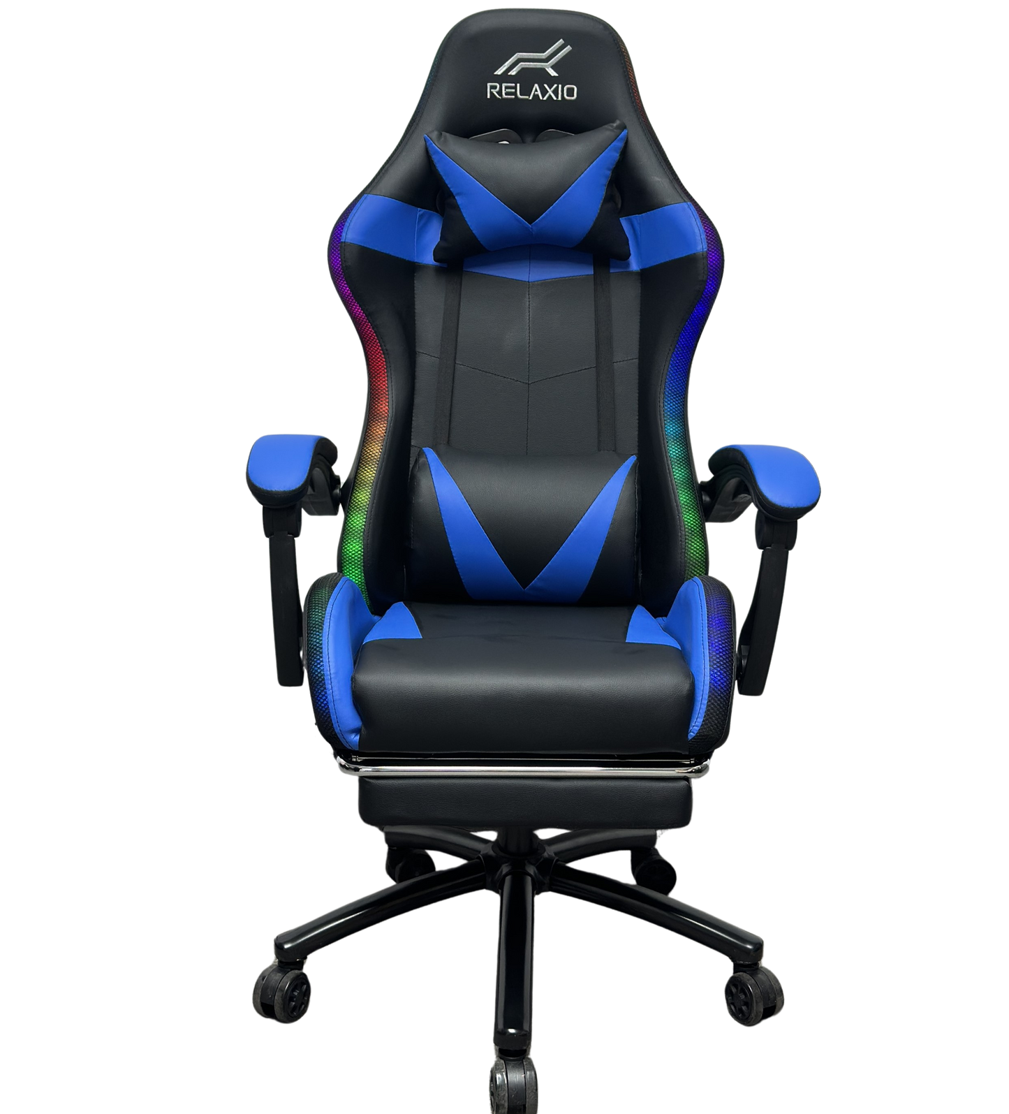 Relaxio RGB Gaming Chair with Headrest Footrest & LED Lights โ Ergonomic Recliner with Lumbar Support Gaming Chairs