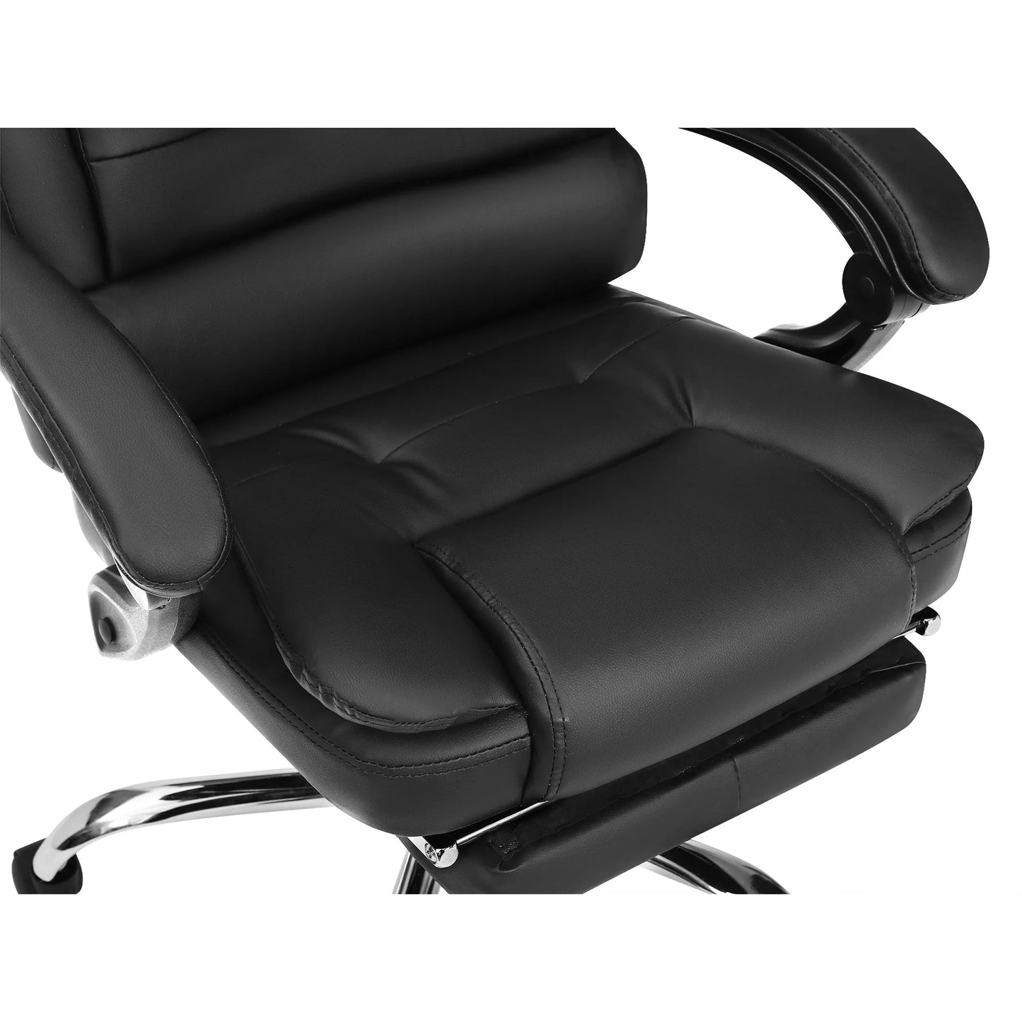 Reclining Leather Office Chair – Executive High Back with Foot Rest & Lumbar Support