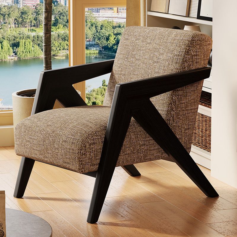 Accent Modern Fabric Lounge Chair Solid Wood Armchair