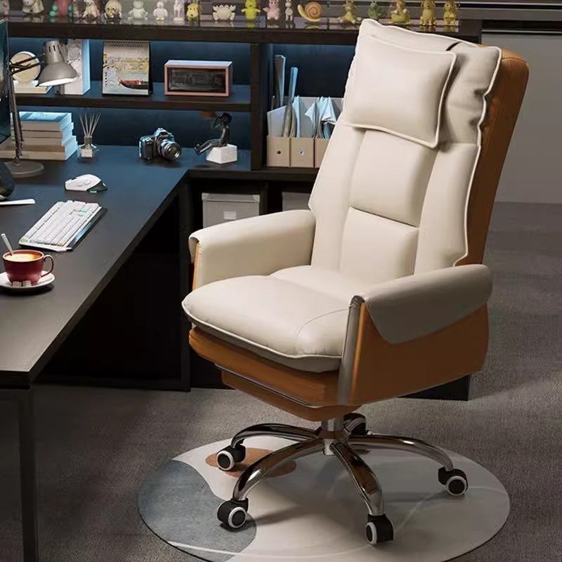 Ergonomic Executive Leather Swivel Recliner chair Padded Chair With Footrest