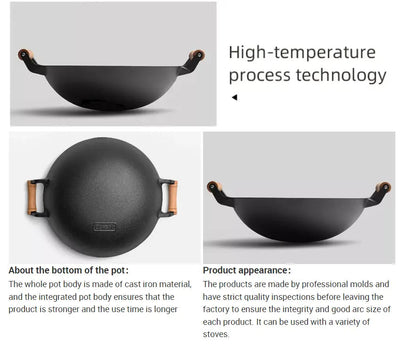 Cast Iron Wok Large With Wooden Handle Promo +  Snap Deal.