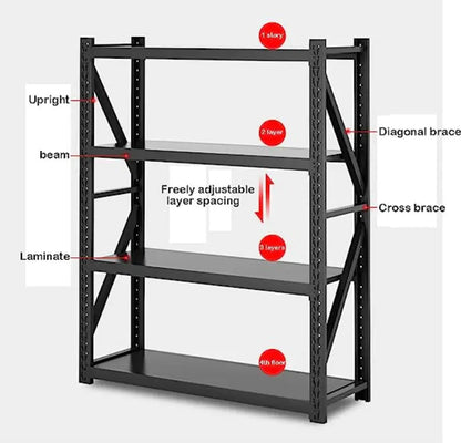 2M High Shelving 200 Kg Per layer 4 Tier Storage Metal Shelf Rack Promo +  Snap Deal.