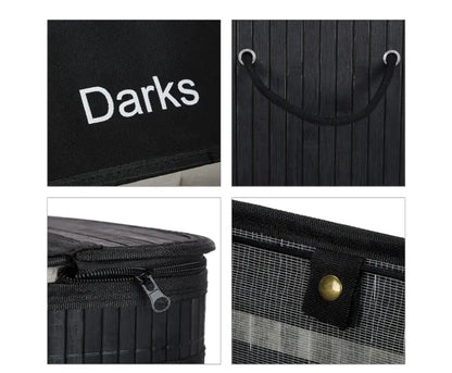 Bamboo Laundry Baket Sorter 3 Compartments with Lid Handle +  Relaxio.