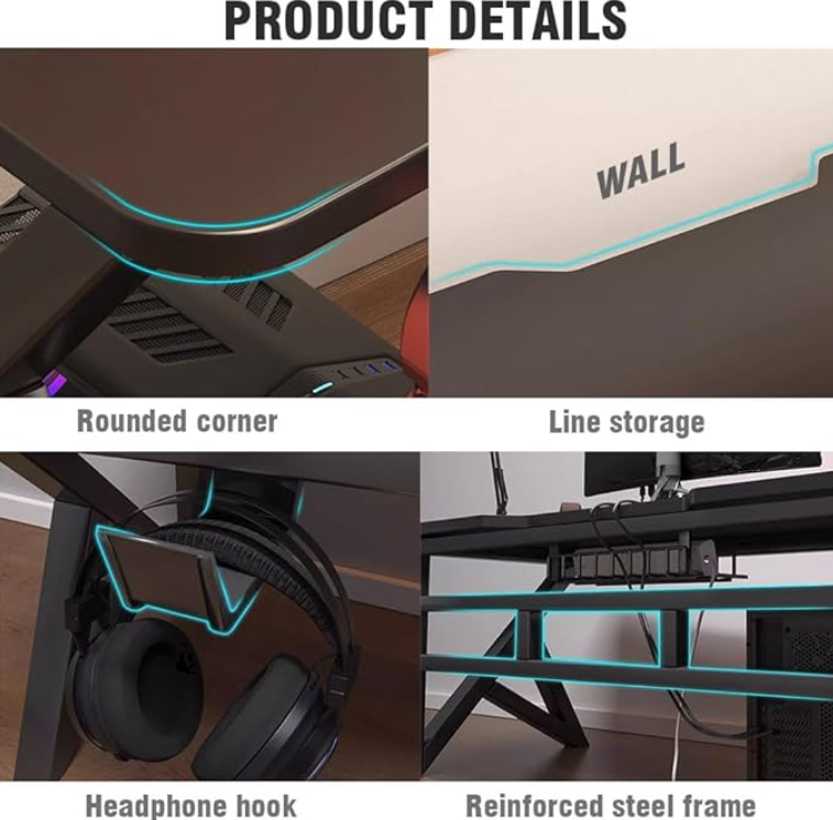ERGONOMIC GAMING DESK Gaming Table Computer Desk 100CM +  Relaxio.