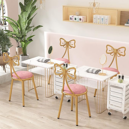 Pink Dressing Makeup Stool Bedroom Backrest Princess Chair +  Relaxio.