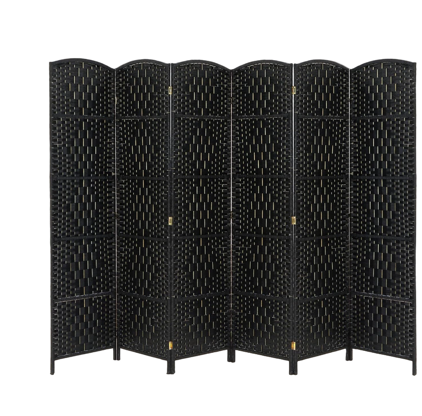 6-Panel Folding Room Divider – Flexible Privacy Screen with Elegant Arch Design (Black)