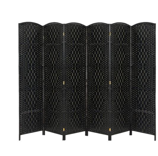 6-Panel Folding Room Divider – Flexible Privacy Screen with Elegant Arch Design (Black)