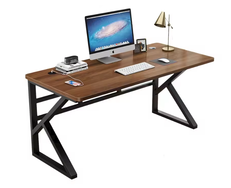 Gaming Desk - Ergonomic Durable Multi-Functional Brown Computer Desk