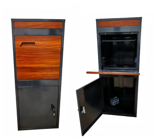 Parcel Pillar Wooden Grain Letterbox – Heavy-Duty Lockable Parcel & Post Box