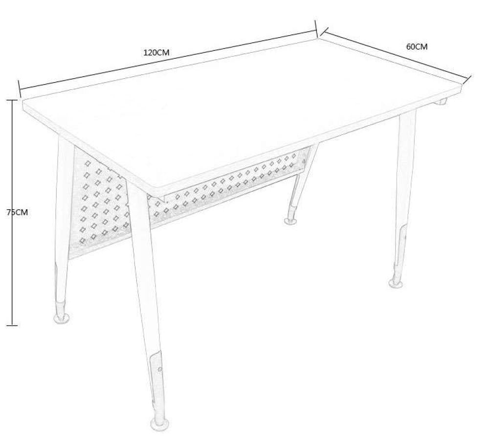 Measurement chart of a rectangular table with dimensions in centimeters.