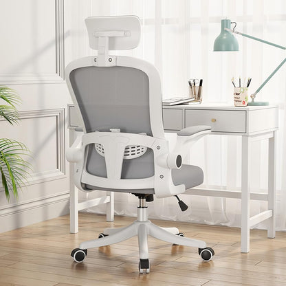 Ergonomic Mesh Office Chair with Flip-Up Arms and Lumbar Support – Swivel Chair