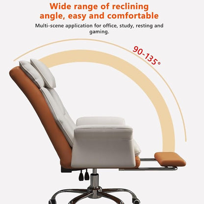 Ergonomic Executive Leather Swivel Recliner chair Padded Chair With Footrest
