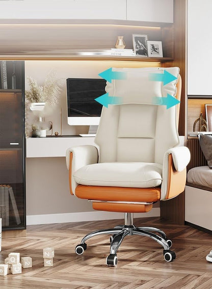 Ergonomic Executive Leather Swivel Recliner chair Padded Chair With Footrest