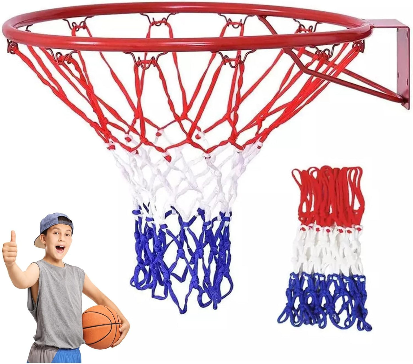 18" Basketball Hoop Rim with Net – Standard Size