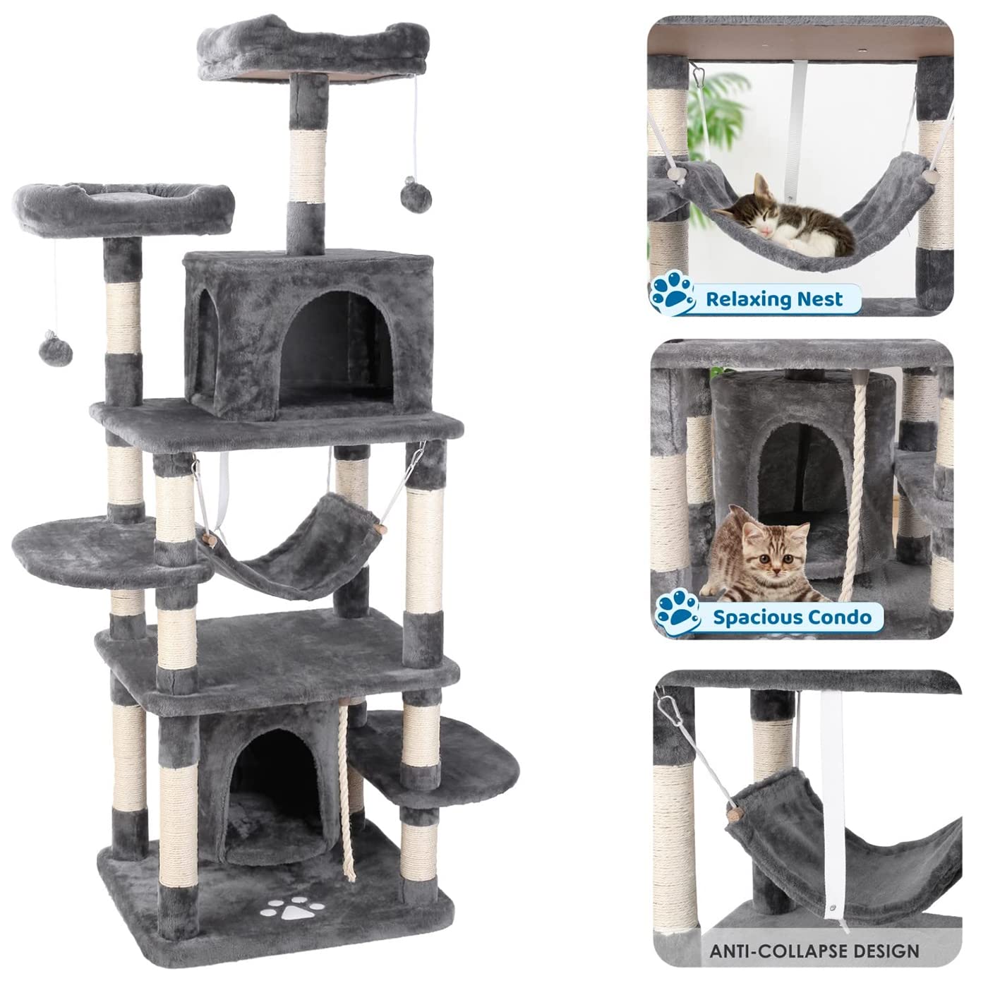 170cm Cat Tree Tower – Sturdy Pet Condo for Scratching, Climbing & Resting