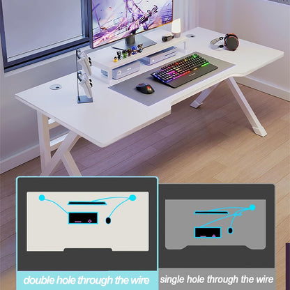 Ergonomic Gaming Desk – 100CM White Computer Table with K-Shaped Frame Computer Desk