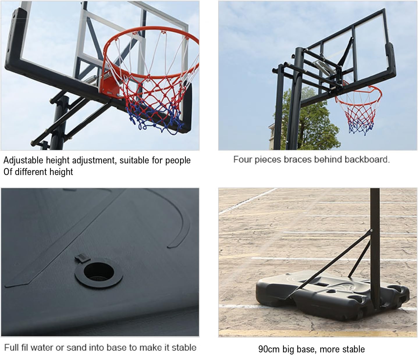 Portable Basketball Hoop with Wheels – Adjustable 4.4ft–10ft, Indoor/Outdoor