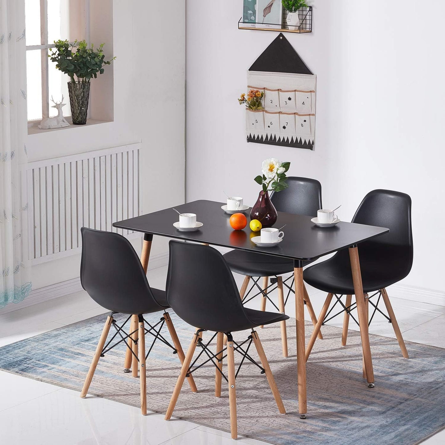 Modern Dining Table Set with 4 Chairs – 5-Piece