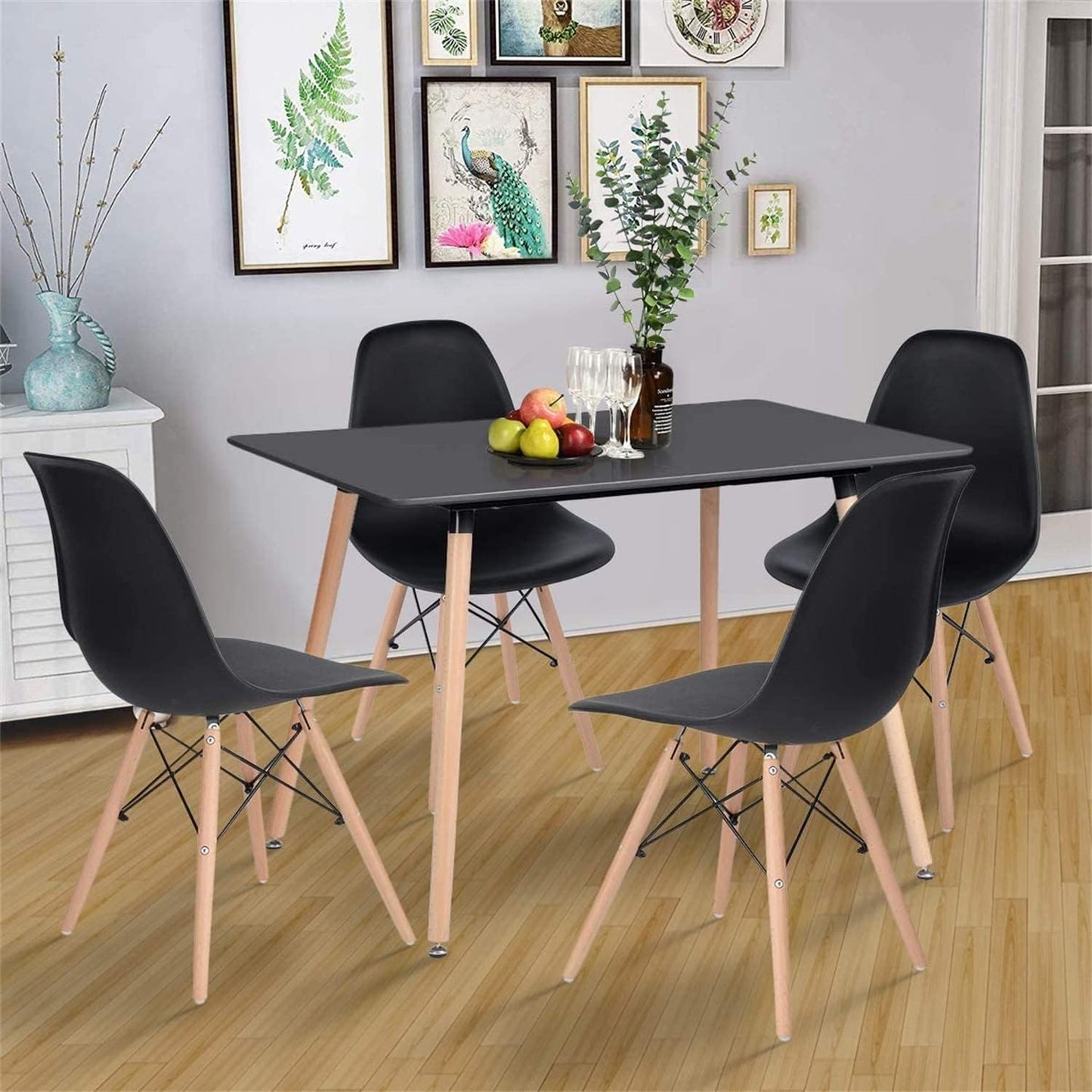 Modern Dining Table Set with 4 Chairs – 5-Piece