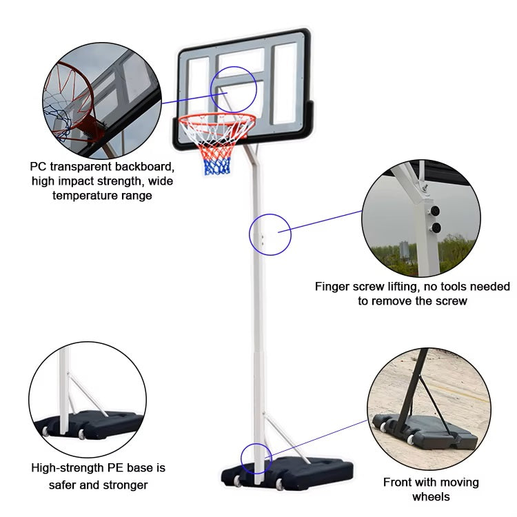 2.6m Portable Basketball Hoop – Adjustable Height