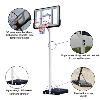 2.6m Portable Basketball Hoop – Adjustable Height
