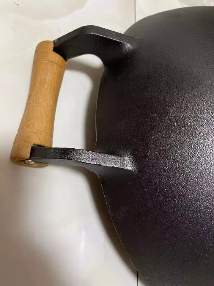 Cast Iron Wok Large With Wooden Handle Promo +  Snap Deal.