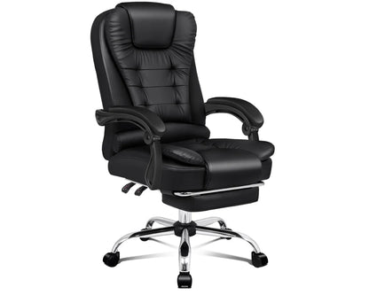 Leather Executive Office Chair With Foot High Back Leather Office Chair with Footrest – Executive Comfort for Home or Office