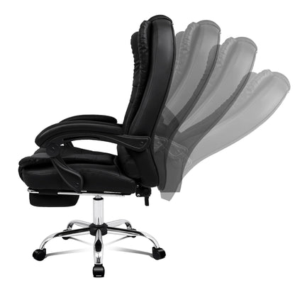 Leather Executive Office Chair With Foot High Back Leather Office Chair with Footrest – Executive Comfort for Home or Office