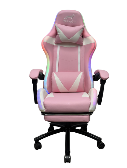 Relaxio RGB Gaming Chair with Headrest Footrest & LED Lights – Ergonomic Recliner with Lumbar Support Gaming Chairs