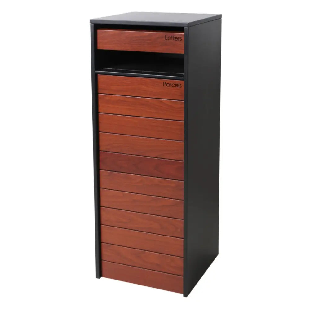 Large Outdoor Parcel Letterbox – Modern Pillar Design with Secure Locking Brown letter Box