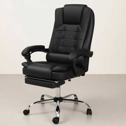 Reclining Leather Office Chair – Executive High Back with Foot Rest & Lumbar Support