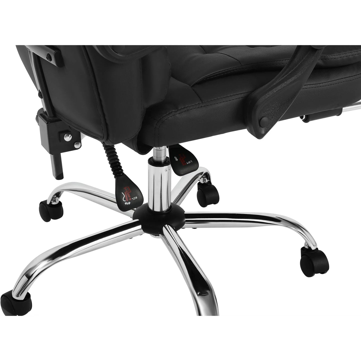 Reclining Leather Office Chair – Executive High Back with Foot Rest & Lumbar Support